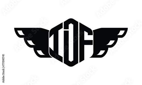 IDF polygon wings logo design vector template.