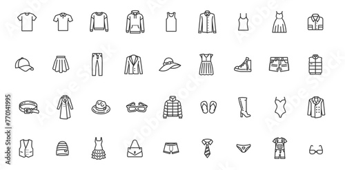 Fashion and Clothing icon set.