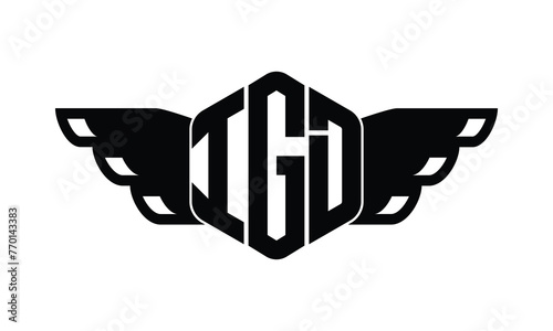 IGD polygon wings logo design vector template. photo