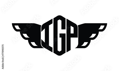 IGP polygon wings logo design vector template. photo