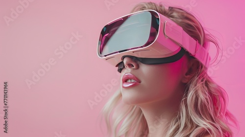 beautiful woman with 3d VR glasses on the isolated backgroun