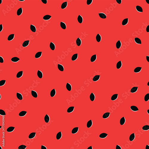 Vector watermelon inside view seamless pattern. Watermelon texture with seeds. Creative red juicy summer tropical repeatable pattern design.