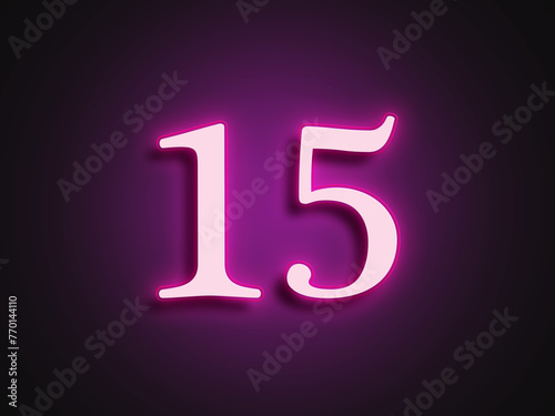 Pink glowing Neon light text effect of number 15.