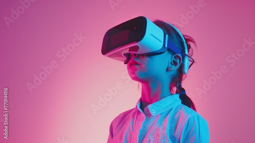 Little girl with VR glasses