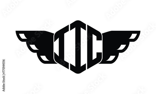 IIC polygon wings logo design vector template. photo