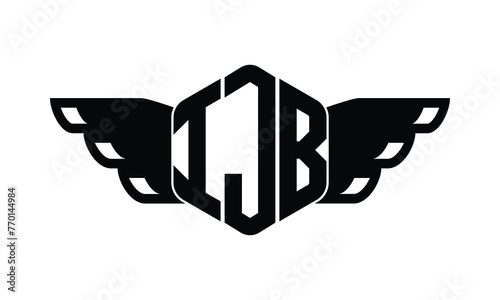 IJB polygon wings logo design vector template. photo