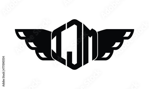 IJM polygon wings logo design vector template. photo