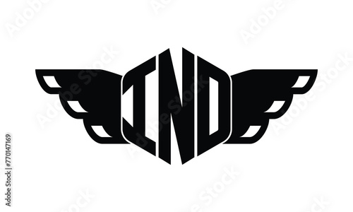 INO polygon wings logo design vector template. photo