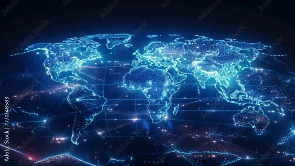 3D earth map digital hologram display communication concept Generative AI 