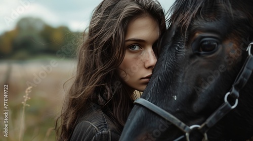 A woman and horse © PD