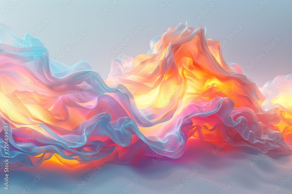 Obraz premium An abstract painting of a mountain covered in colored smoke.