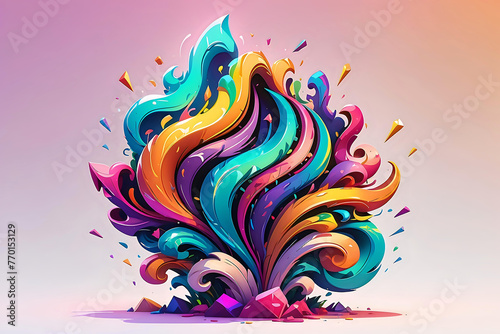 Pastel Swirl Explosion Art. Artistic swirl of pastel colors  ideal for creative designs and dynamic visual media.