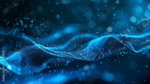 Digital wave with many dots and particles. Abstract dynamic wave background. Technology or science banner - generative ai