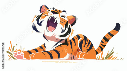Fototapeta Naklejka Na Ścianę i Meble -  Cute tiger cartoon roaring