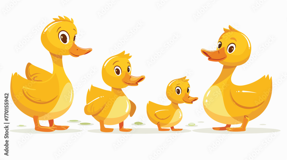 Duck family cartoon flat vector 