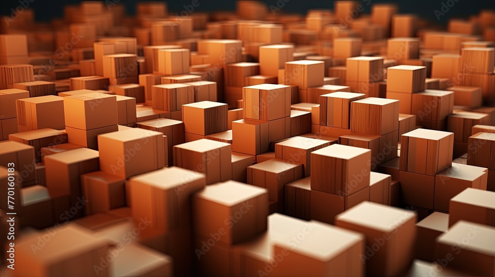 cubic blocks arranged in an orderly and structured manner