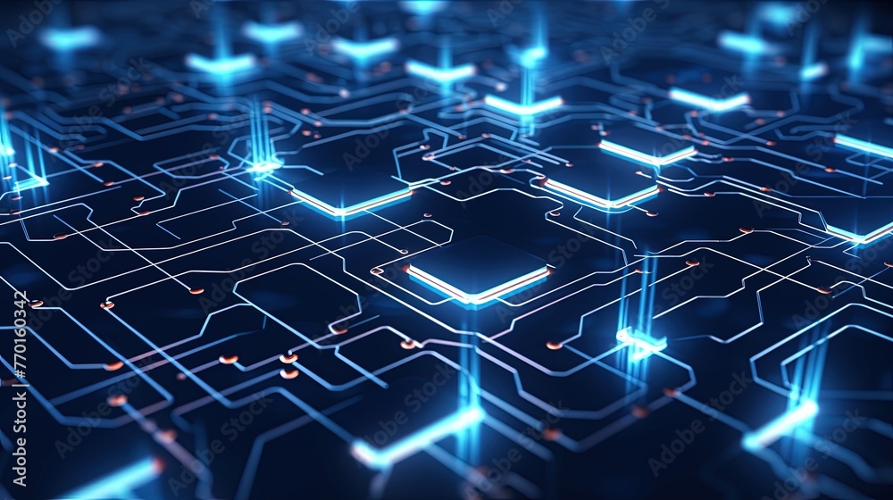 Obraz premium futuristic background with interconnected circuitry lines and glowing nodes
