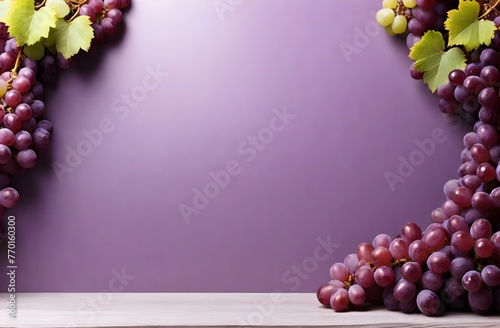 An empty light purple background space, a grapes fruit theme © Julio