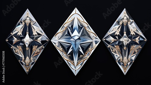 diamond shaped motifs with a 3d illusion