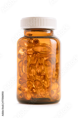 glass jar with pills isolated