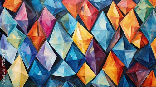 mosaic of diamond shapes with vibrant colors photo