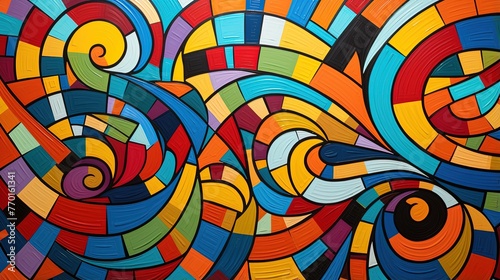 spiral lines with a vibrant color palette and a sense of movement