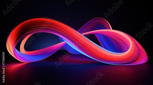 wave like formation of interlocking curves and arcs with a neon glow and dynamic motion © Gefo