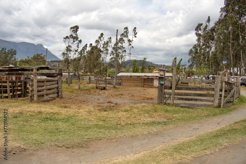 Wooden fences on a farm outside of Cotacachi, Ecuador