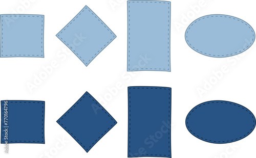 Denim Sewing Patch with Stitches Border Frame Template Clipart