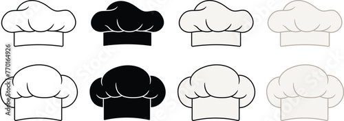 Cartoon Chef Kitchen Hat Clipart - Outline, Silhouette & Color
