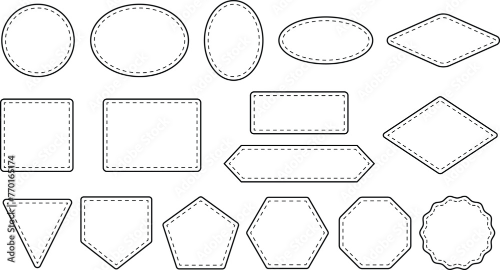 Leather Patches Frame or Label Template Clipart - Outlines