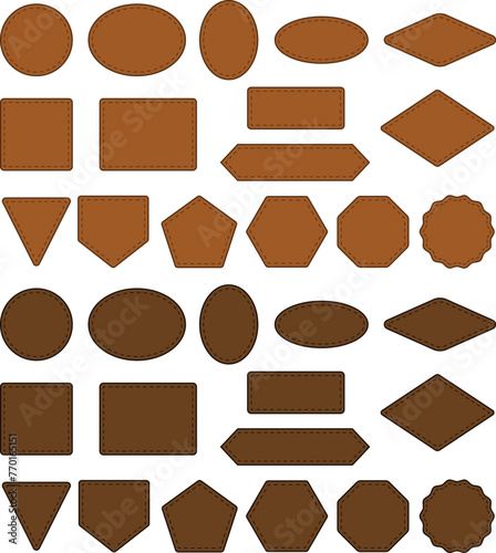 Leather Patches Frame or Label Template Clipart - Light and Dark Brown Colors