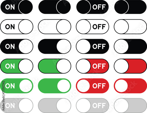 On / Off Power Switch Button Toggle Template Clipart - Red, Green and White