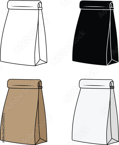 Brown Paper Bag Clipart - Outline, Silhouette & Color