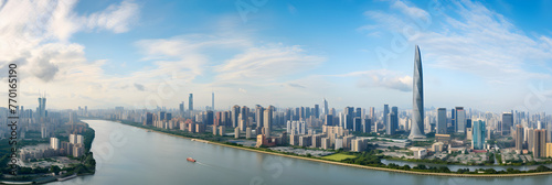 Fusion of Tradition and Modernity: Breath-Taking Aerial View of Inspiring Guangzhou Cityscape Against the Canvas of The Sky