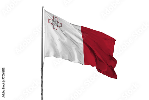 Fotografie Waving Malta country flag, isolated, white background, national, nationality, cl