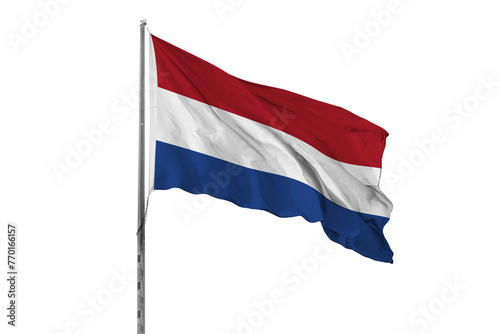 Waving Netherlands country flag, isolated, white background, national, nationality, close up