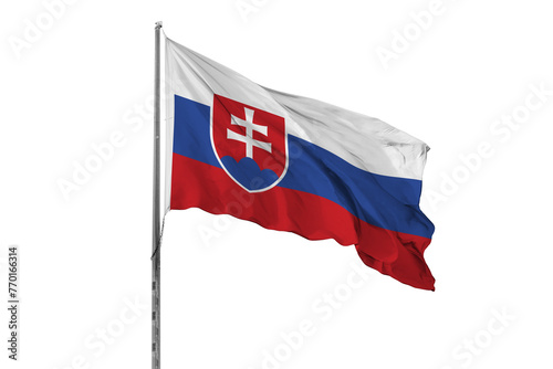 Waving Slovakia country flag, isolated, white background, national, nationality, close up