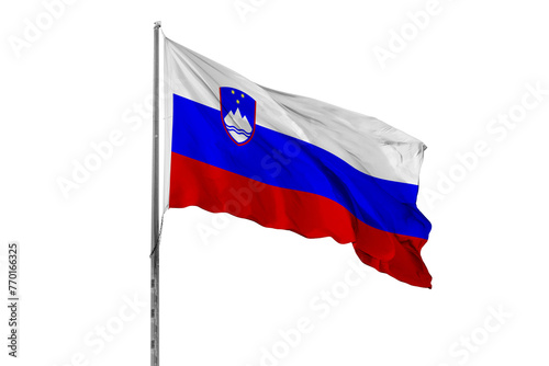 Waving Slovenia country flag, isolated, white background, national, nationality, close up
