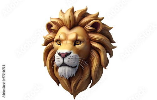 3D icon lion , lion head isolated on white