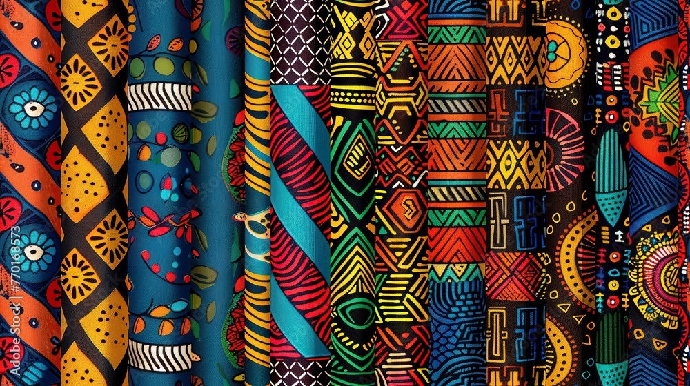 Seamless ethnic patterns, vibrant African textiles , Seamless Pattern, Fabric Pattern, Tumbler Wrap, Mug Wrap.