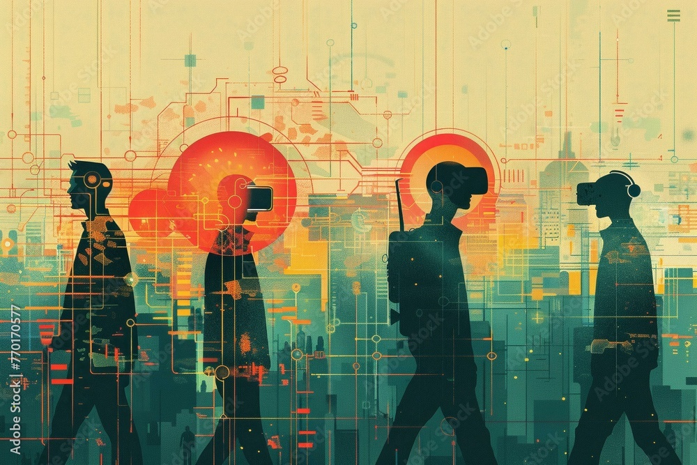 An illustration for an article on the future of AI in the workforce An illustration for an article on the future of AI in the workforce
