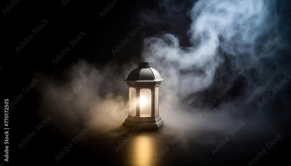 Mysterious Lantern in Foggy Darkness Mysterious Lantern in Foggy Darkness