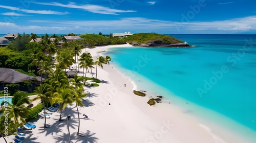 Panoramic view of beautiful tropical beach with turquoise water