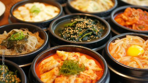 assorted namul, korean food, banner. Generative Ai © we3_food