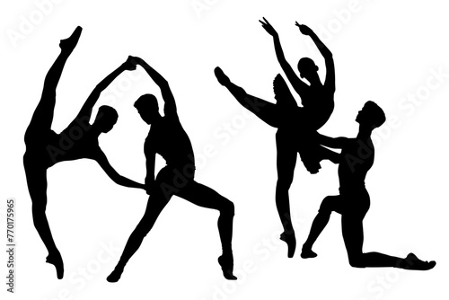 mujeres, ilustracion, vector, silueta, modelos, fashion, modelos, moda, pose, danza, baile, entrenamiento, pareja