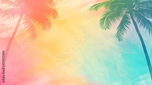 Tropical Palm Silhouettes on Pastel Sunset © king