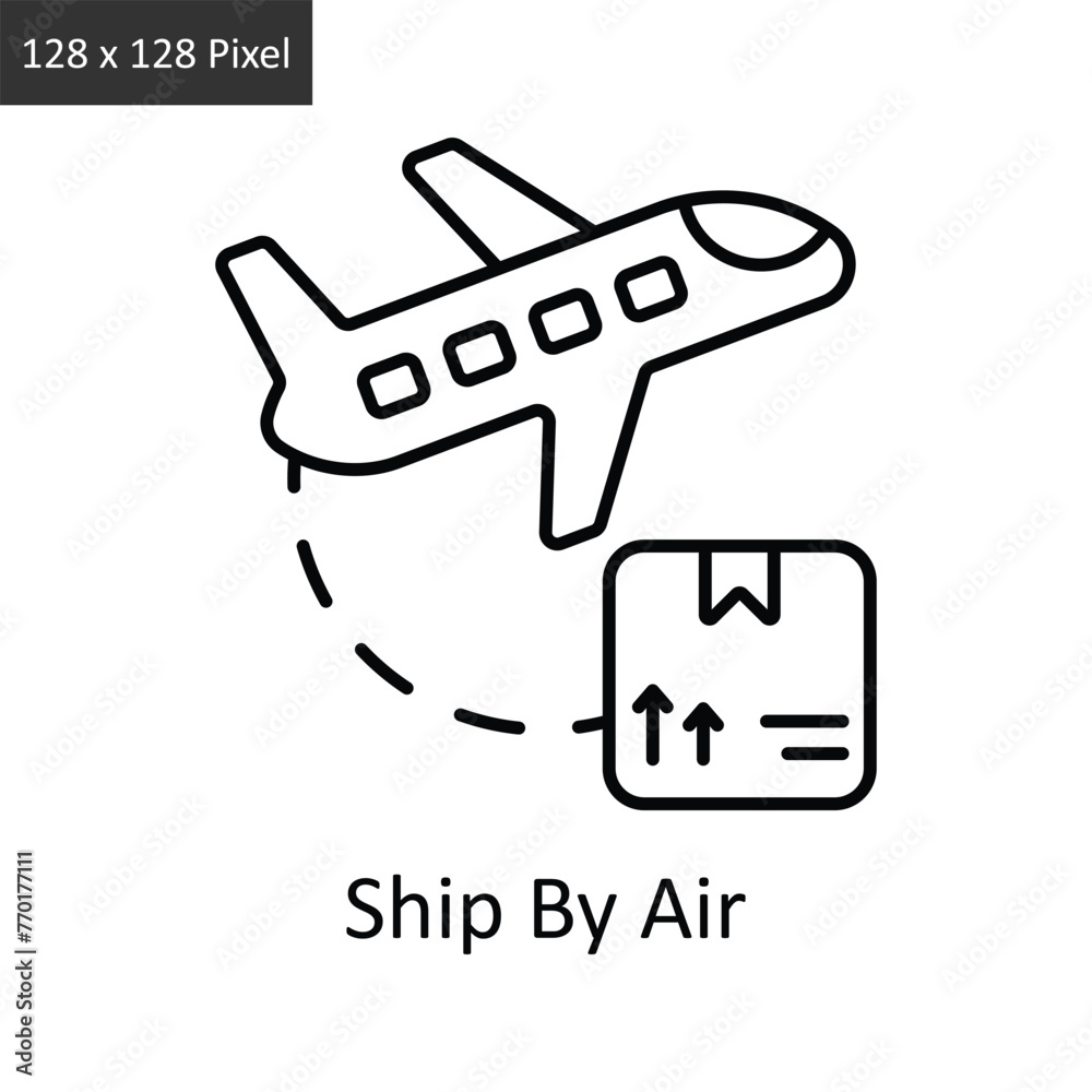 Ship By Air vector outline icon design illustration. Logistics Delivery symbol on White background EPS 10 File