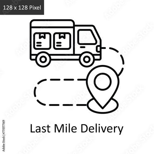 Last Mile Delivery vector outline icon design illustration. Logistics Delivery symbol on White background EPS 10 File