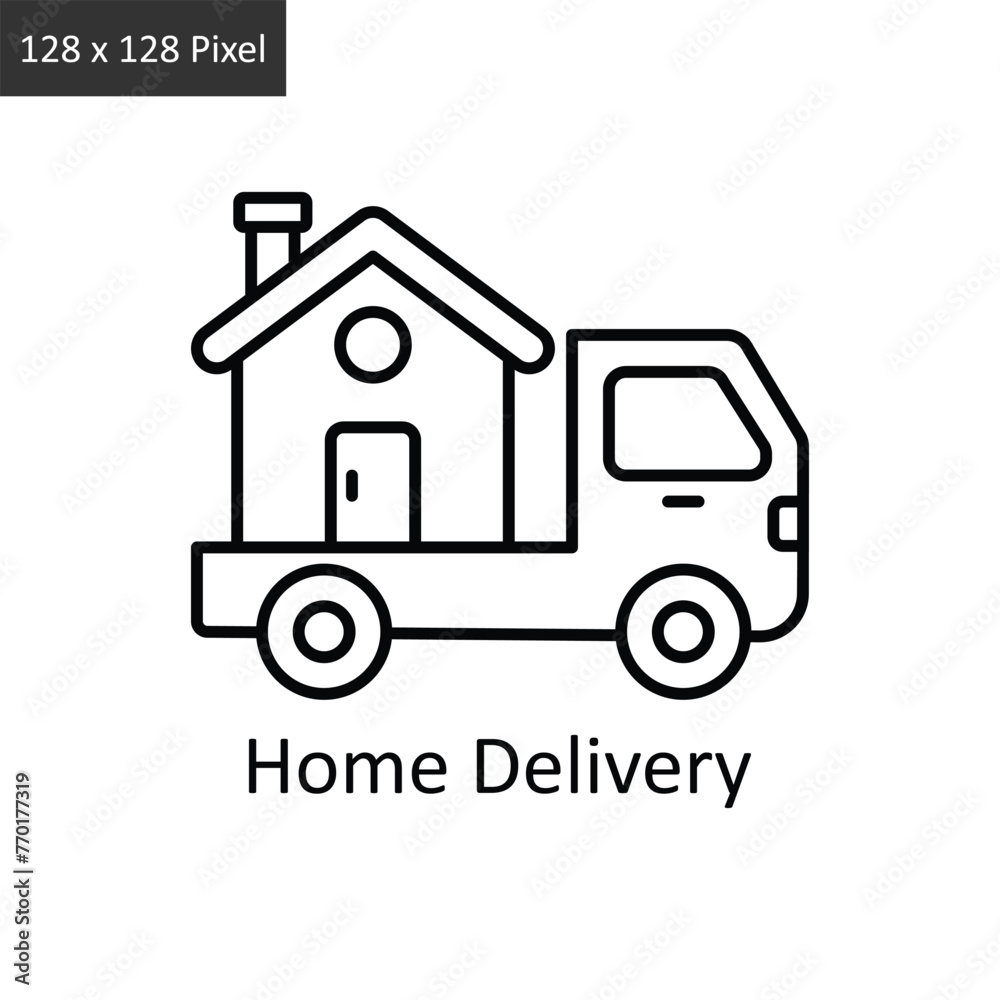 Home Delivery vector outline icon design illustration. Logistics Delivery symbol on White background EPS 10 File Home Delivery vector outline icon design illustration. Logistics Delivery symbol on White background EPS 10 File